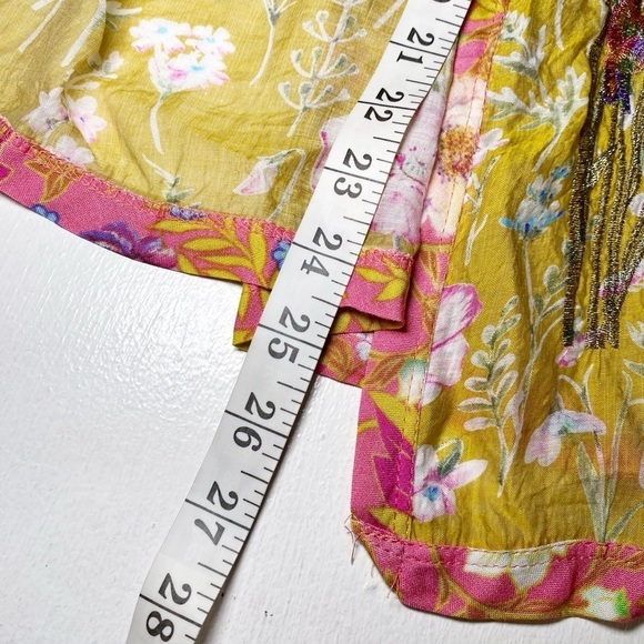 Aratta Silent Journey Yellow Floral Open Front Embroidered Cardigan - Picture 15 of 15